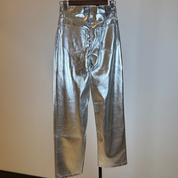 A&F The 90s Straight Ultra High Rise Silver Metallic Pants. SZ 27/4 - Picture 6 of 7
